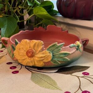Roseville Yellow Peony Bowl 429-8